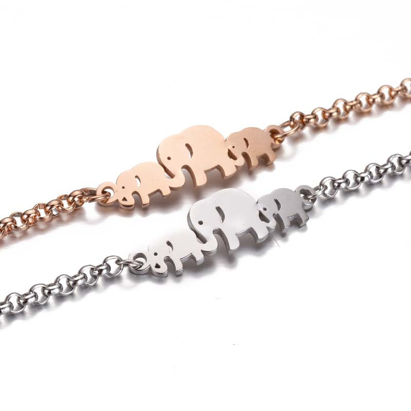 Stainless Steel Elephant Bracelet for Women, Simple Design