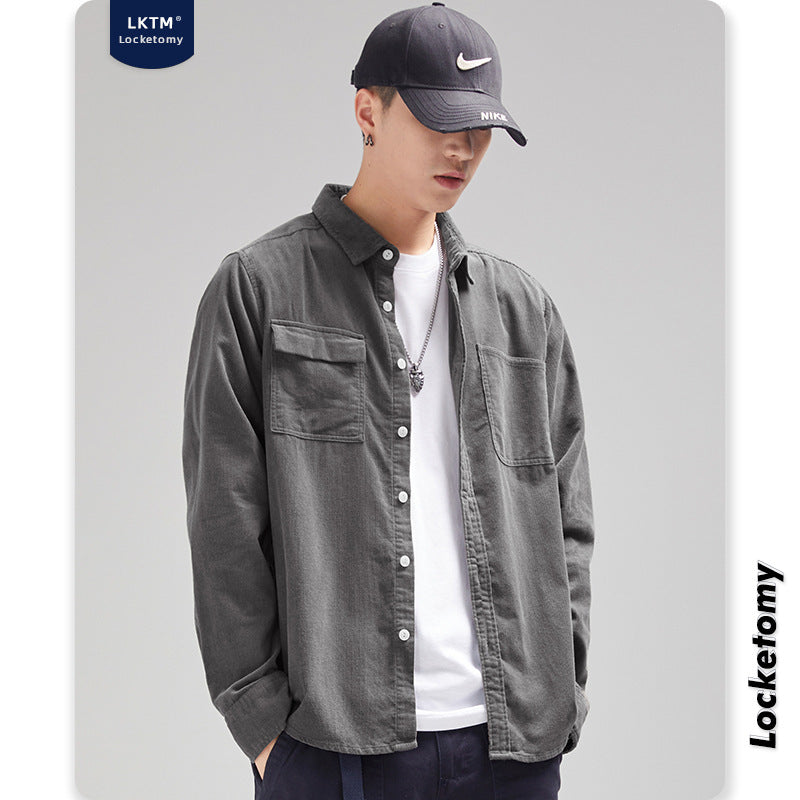 LKTM Men's Corduroy Shirt - Oversized Long Sleeve Top