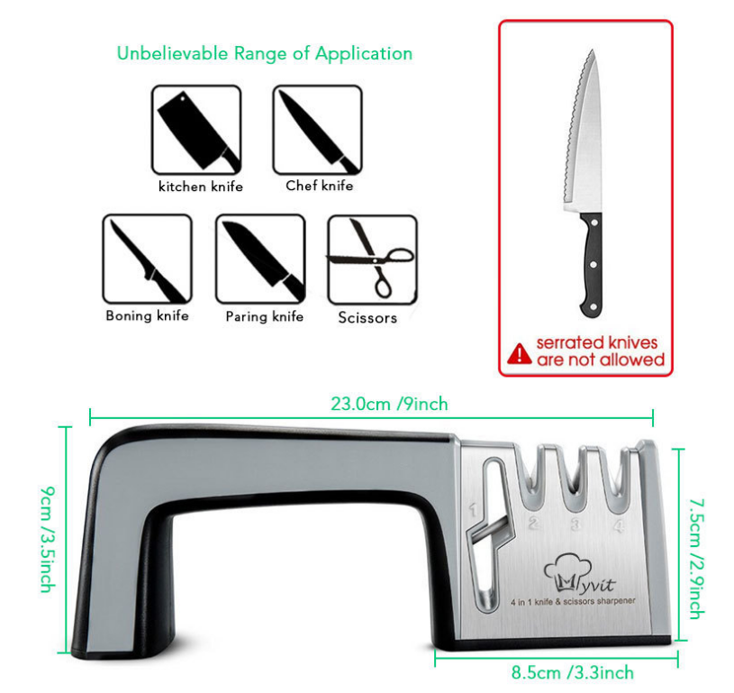 Kitchen Quick Knife Sharpener with Customizable Stone