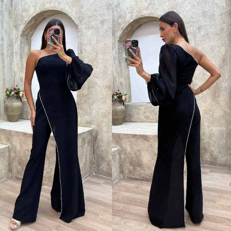 2023 Autumn Women's High Waist Jumpsuit with Patchwork