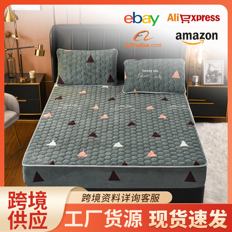 Thick Milk Velvet Quilted Mattress Protector Cover
