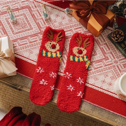 Cozy Cute Coral Fleece Plush Sleep Socks