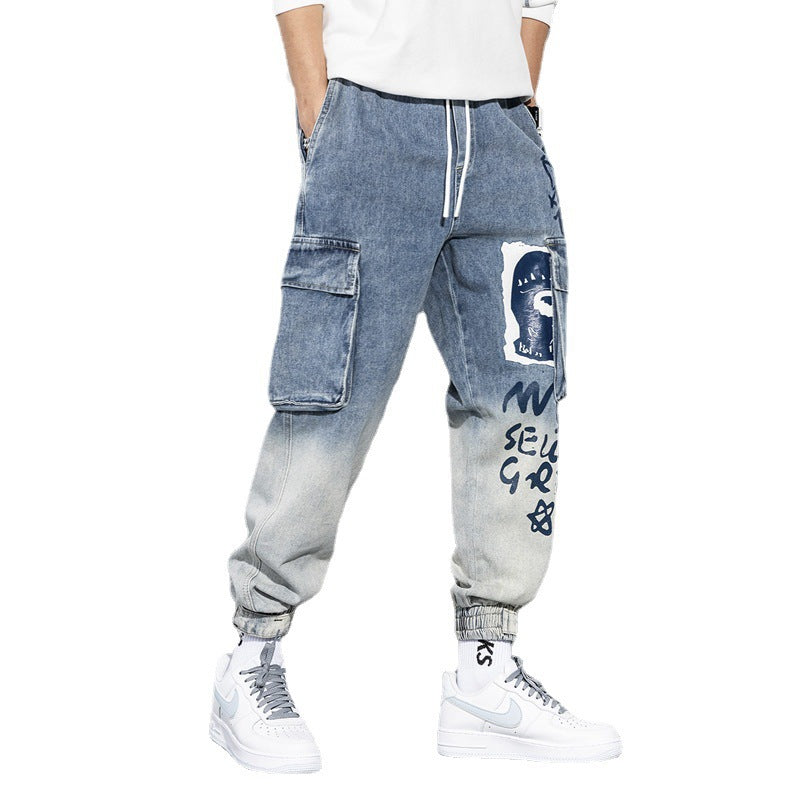 Men's Trendy Gradient Cargo Jeans - Loose Fit Joggers