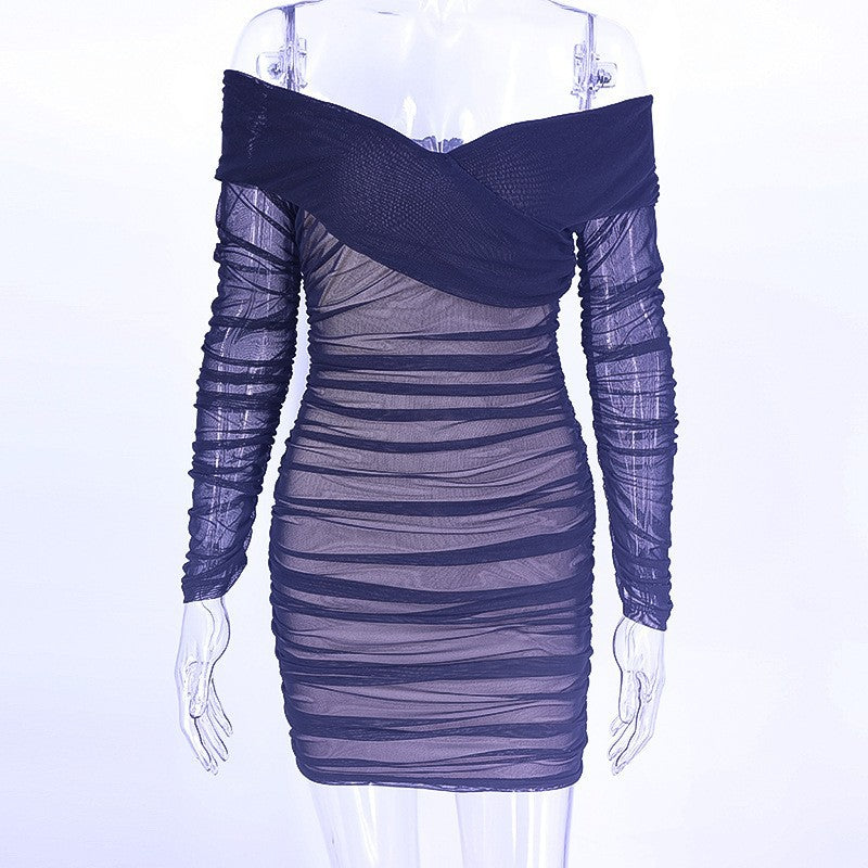 2023 Solid Color Sheer Mesh Bodycon Dress