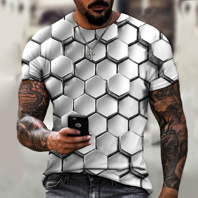 3D Hip Hop O-neck Short Sleeve T-Shirt for Men