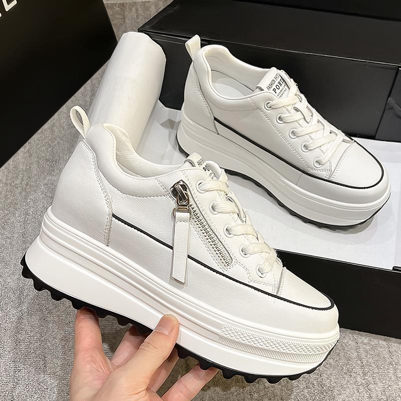 Genuine Leather Women's Casual Thick Bottom Sports Shoes