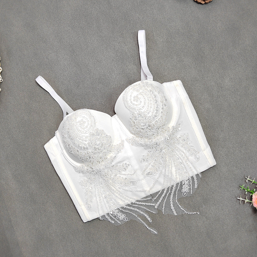 French Style Bra with Removable Straps and Embroidery