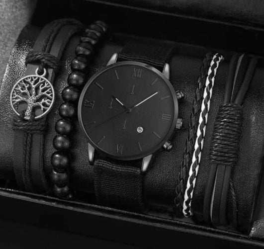 Men's Watch Business Gift Set with Bracelet and Necklace (3pcs)
