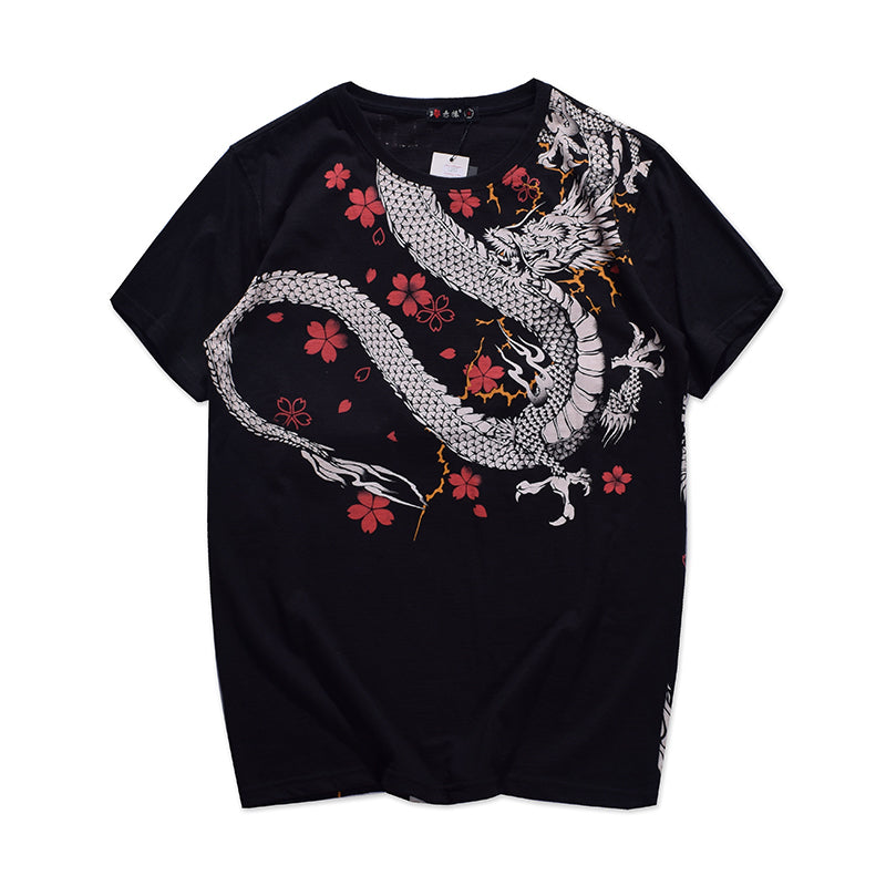 Dragon Tattoo T-Shirt, Chinese Style Embroidered Tee