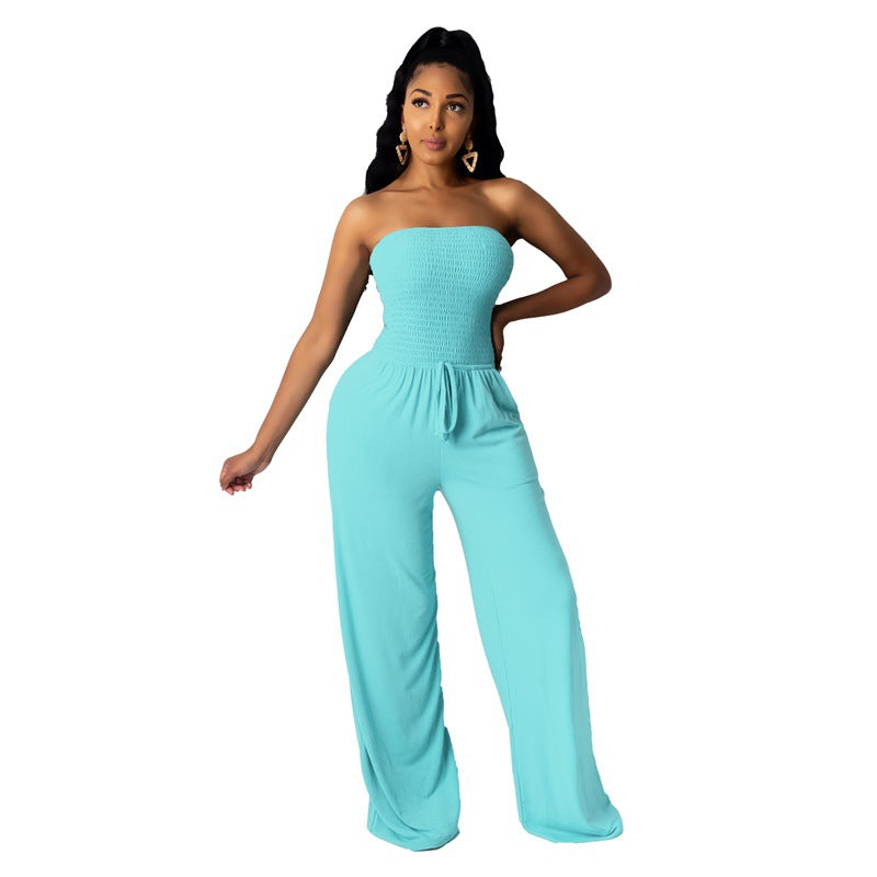 "9336 Women's Loose Solid Color Jumpsuit"