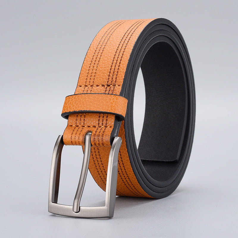 Men's Zinc Alloy Buckle Leather Belt - Versatile Casual Wear