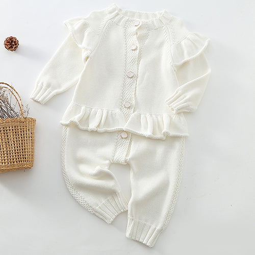 Infant Girls Knitted Solid Color Jumpsuit (One-Piece)
