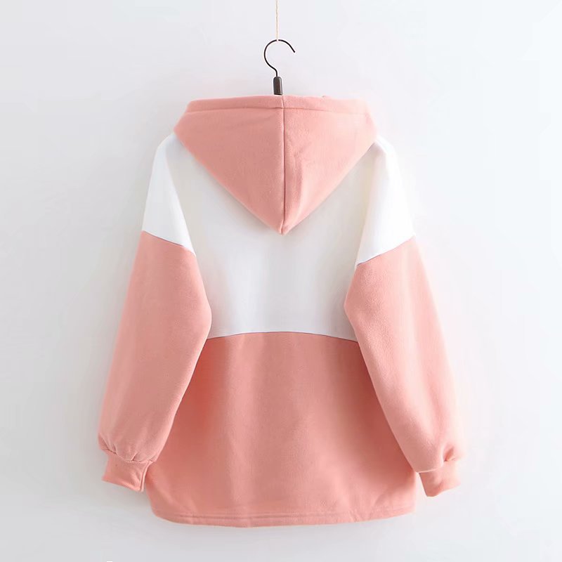Cute Rabbit Carrot Embroidered Fleece Hoodie 57229