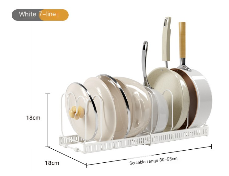 Adjustable Kitchen Cabinet Pot Lid and Dish Rack