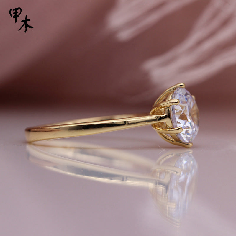 585 Russian Rose Gold Engagement Ring with Zirconia