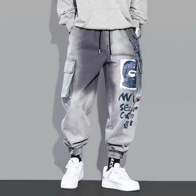 Men's Trendy Gradient Cargo Jeans - Loose Fit Joggers