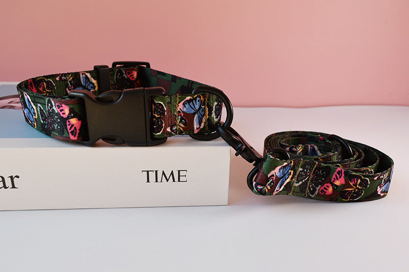 Ethnic Style Webbing Printed Pet Collar and Leash