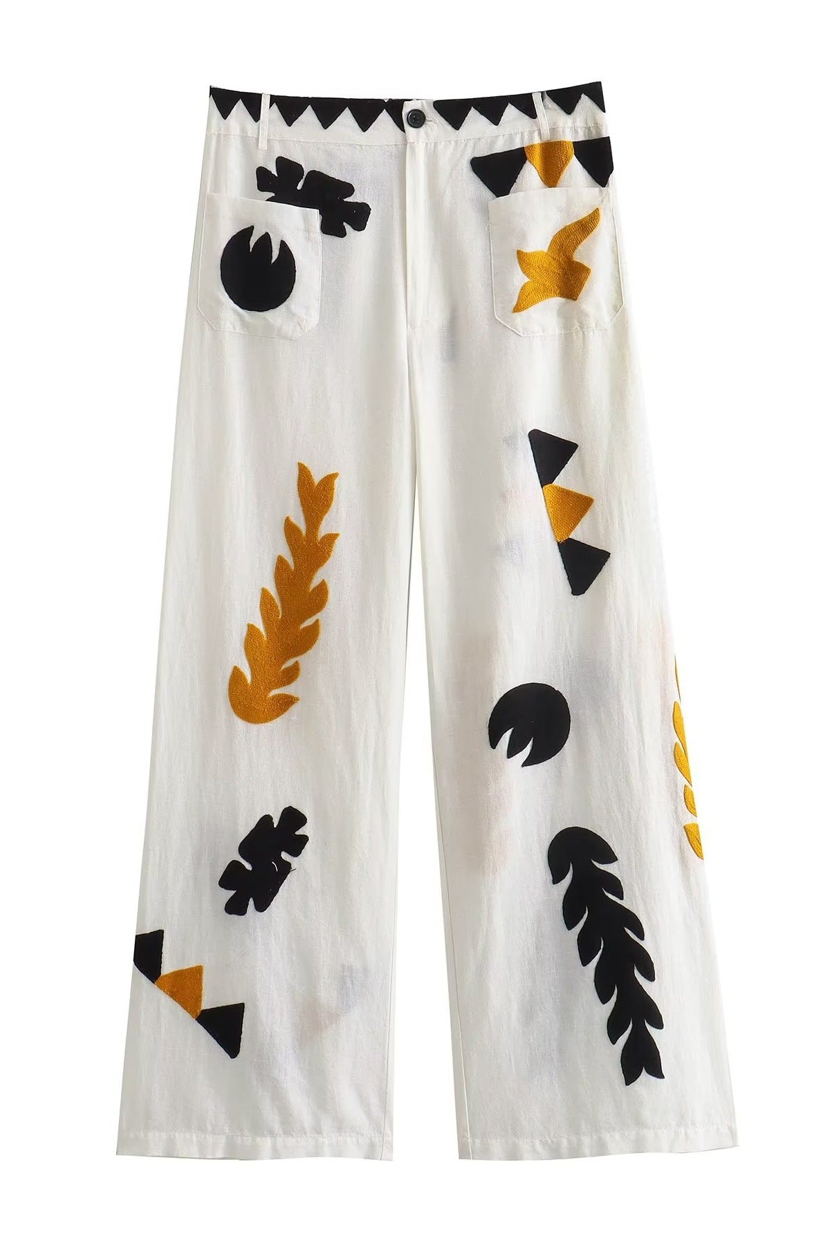 New Women's High-Waisted Pocket Print Trousers 7521251