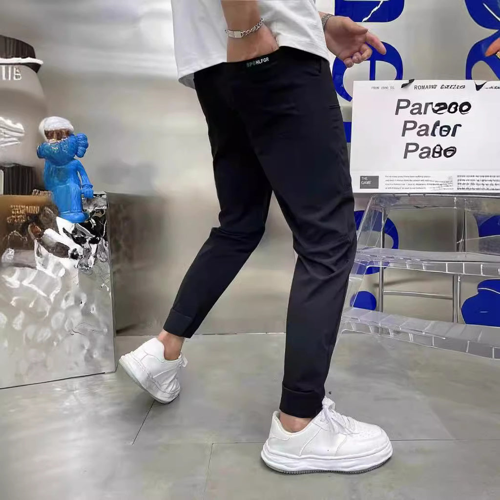 2023 Summer Ice Silk Men’s Casual Pants with Pockets
