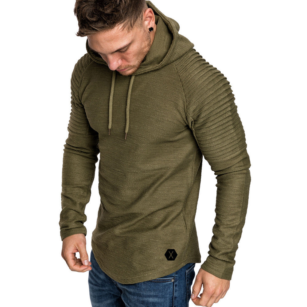 Men's Large Slim Fit Hooded Long Sleeve T-Shirt