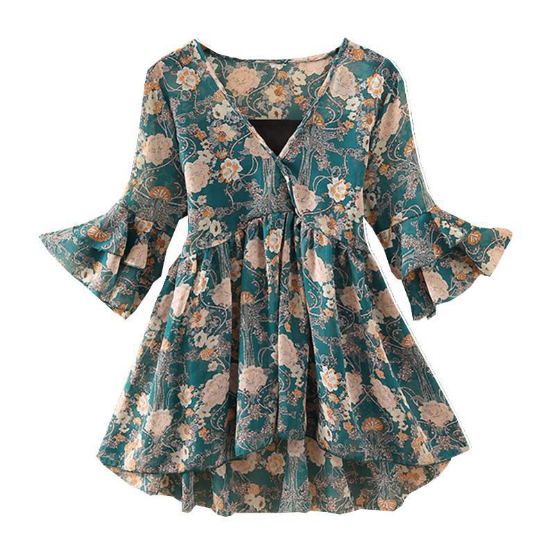 Summer Floral Chiffon Top for Women - Lightweight Blouse