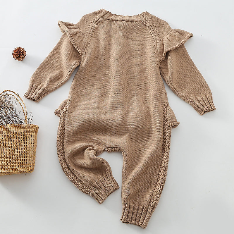 Infant Girls Knitted Solid Color Jumpsuit (One-Piece)