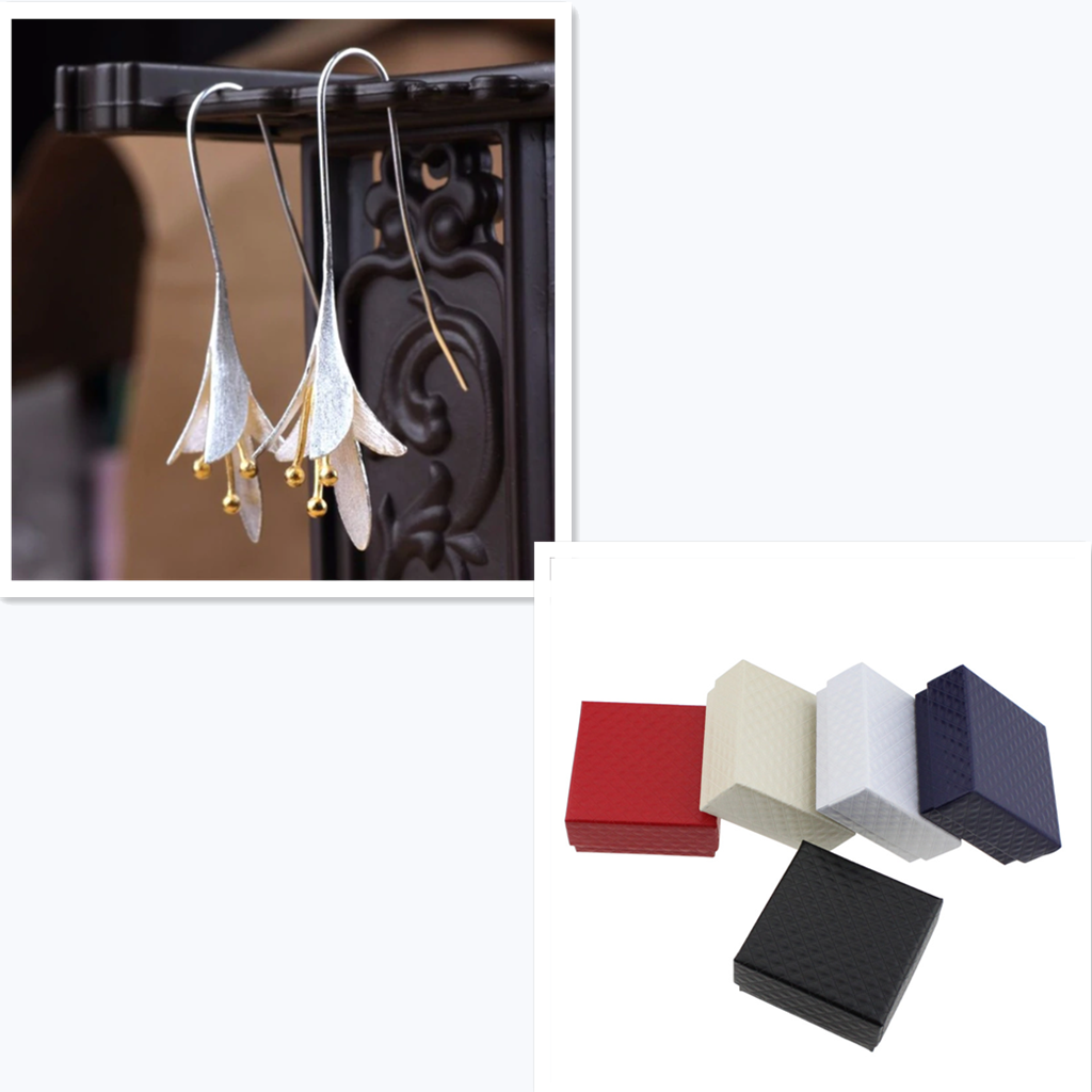 Long Floral Earrings in Luxury Gift Box with Accessories