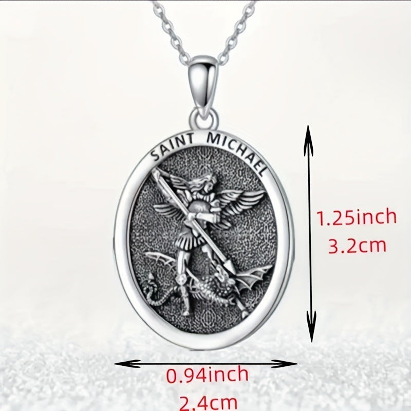 Men's Oval Angel Wings Necklace - Trendy Religious Pendant