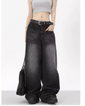 Black Baggy Washed Jeans with Vintage Style