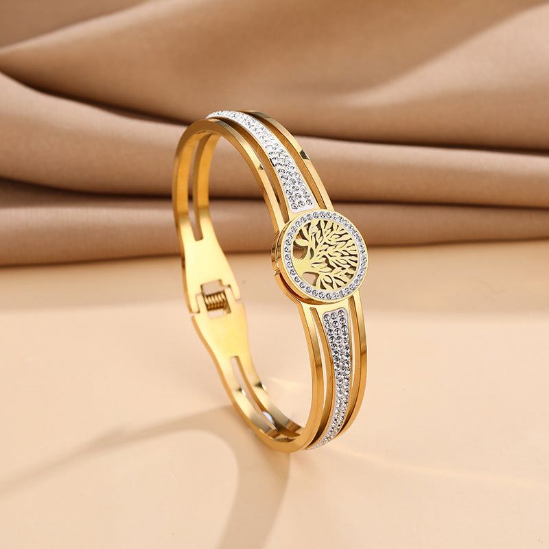 Titanium Steel Vacuum Plated Tree of Life Bracelet