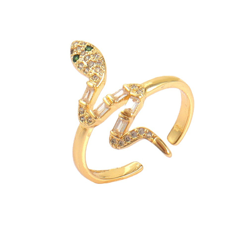 Creative Snake Shape Zircon Ring for Men and Women