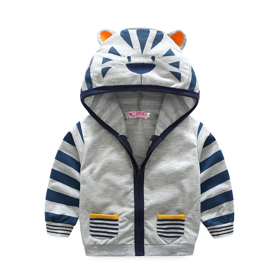 Kids Cartoon Tiger Fox Ear Hooded Jacket for Boys