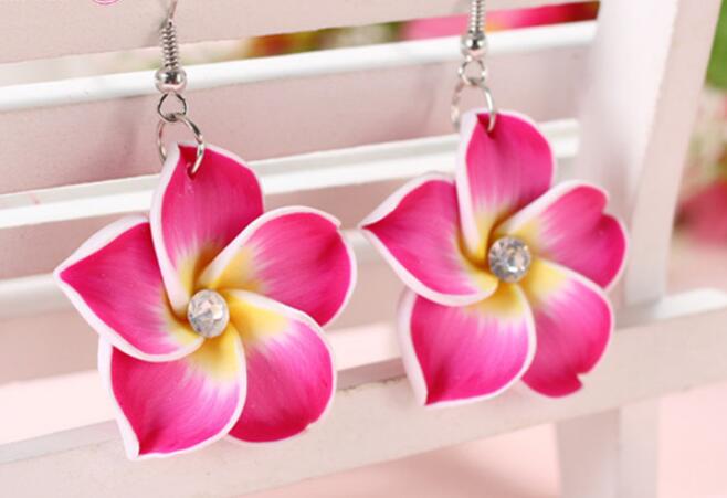 Handmade Soft Clay Flower Earrings in Bohemian Style