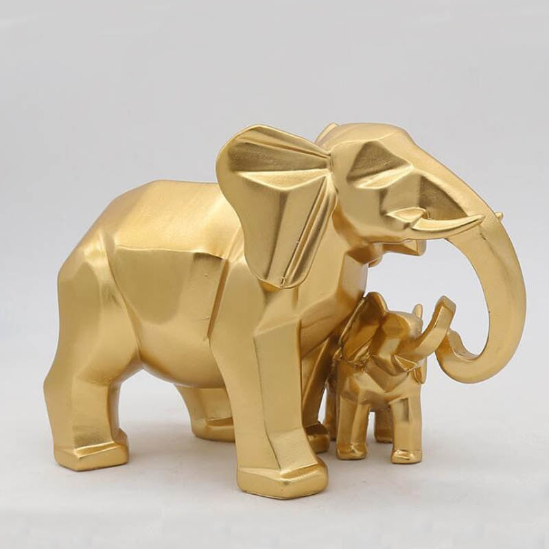 Nordic Minimalist Geometric Elephant Resin Figurine