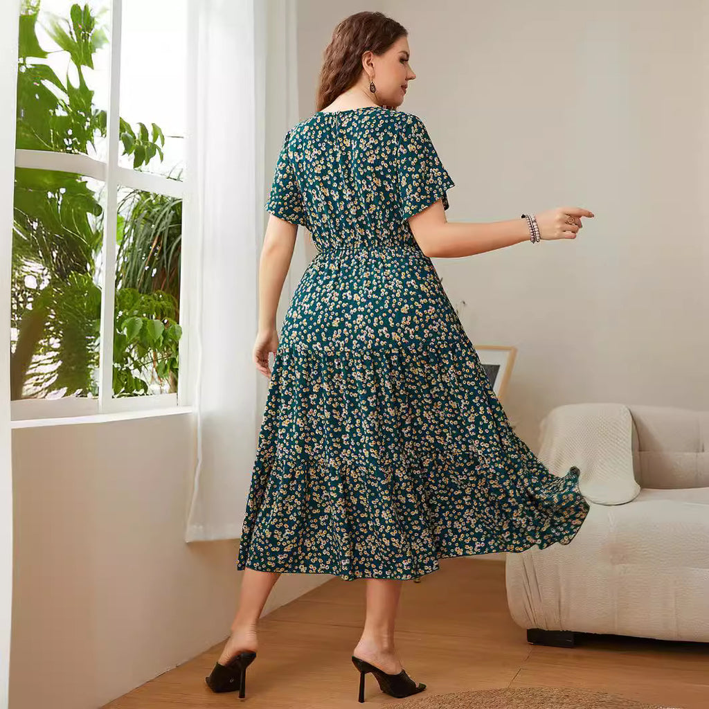 Plus Size Women's Floral Loose Dress - 2022 Trend