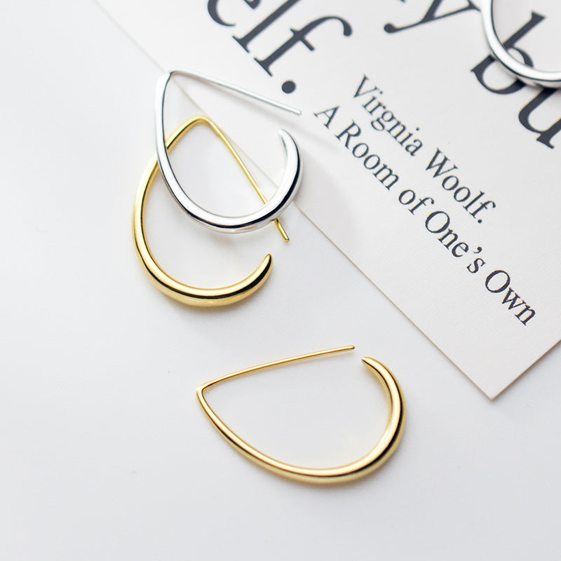 Nalan S925 Silver Hollow Water Drop Design Earrings
