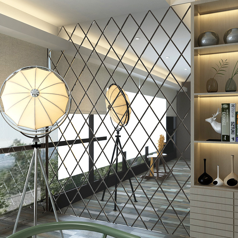 Diamond Pattern Acrylic Wall Mirror Decorative Set