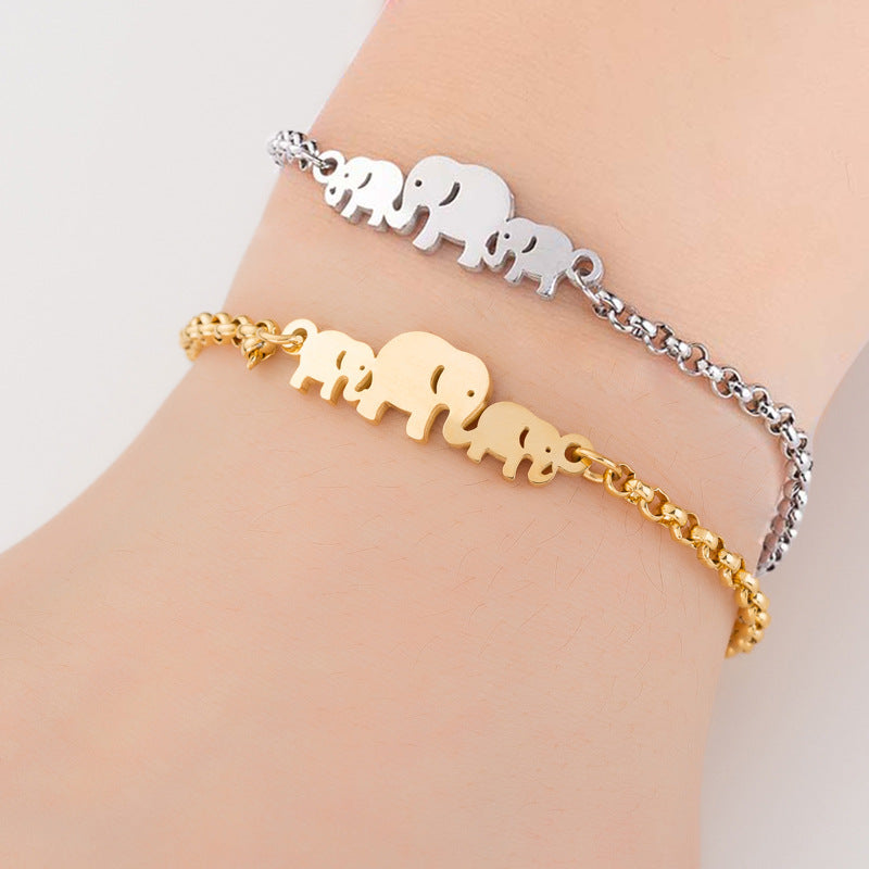 Stainless Steel Elephant Bracelet for Women, Simple Design