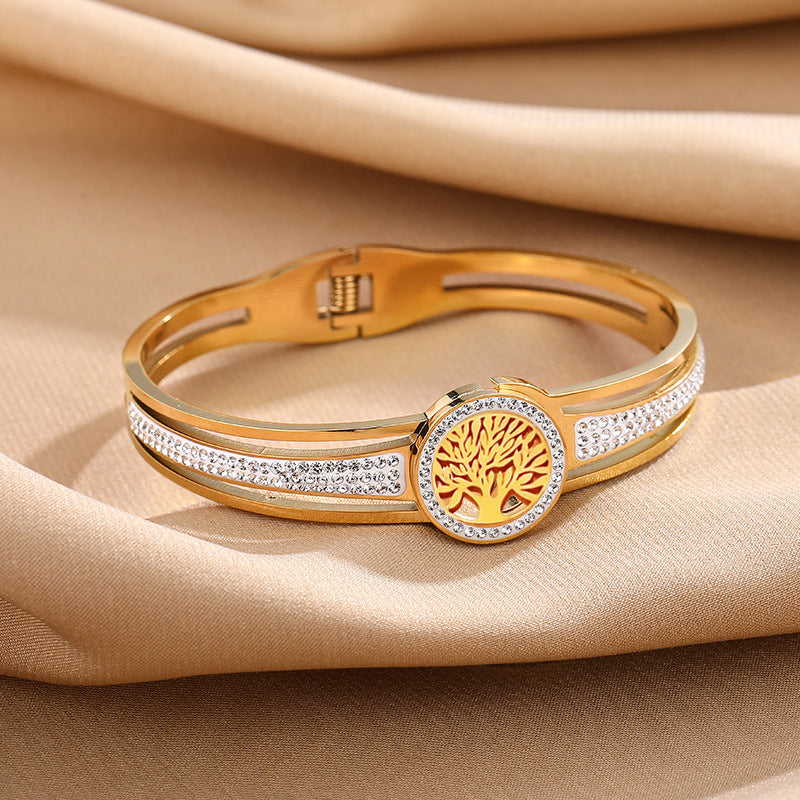 Titanium Steel Vacuum Plated Tree of Life Bracelet