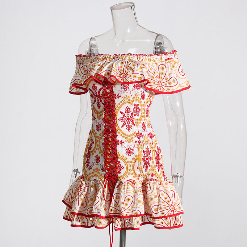 Spring 2024 Sexy Off-Shoulder Ruffle Dress