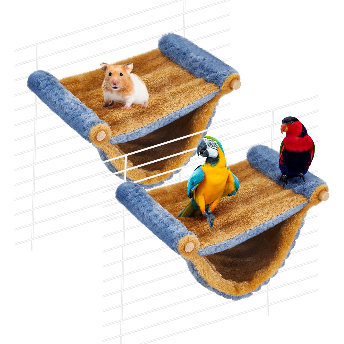 Ribbonlic 2 Pcs Winter Warm Rat Hammock Double Layer Pet Ferret Hammock Hanging Soft Plush Guinea Pig Bunk Bed for Cage Sleep Chinchilla Squirrel Hamster Mice Birds Small Animals Hideaway Hideout