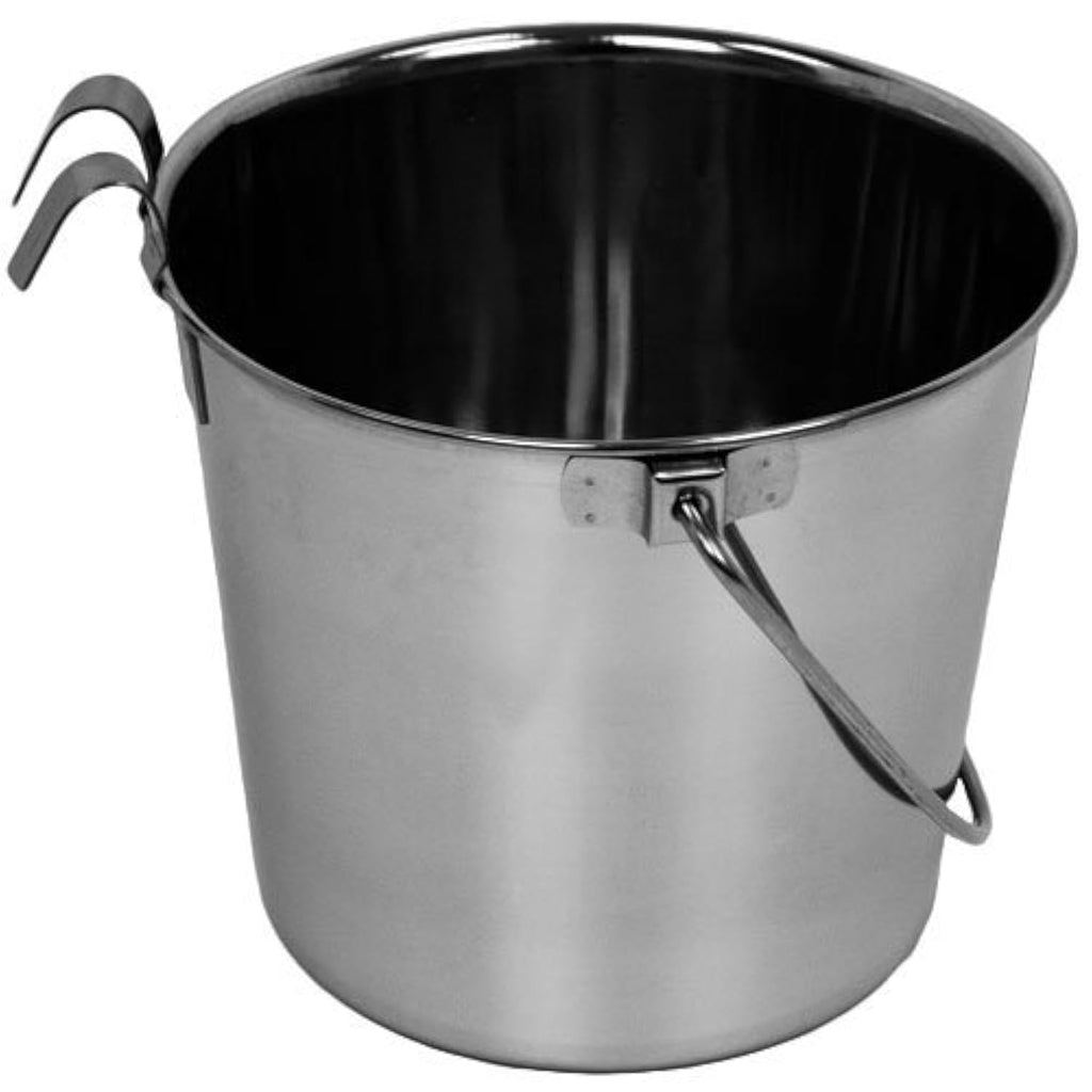 Advance Pet Products Heavy Stainless Steel with 2 Hook Bucket 1 Quart Flat