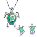 Fashionable Opal Turtle Necklace and Earrings Set (5 Colors)