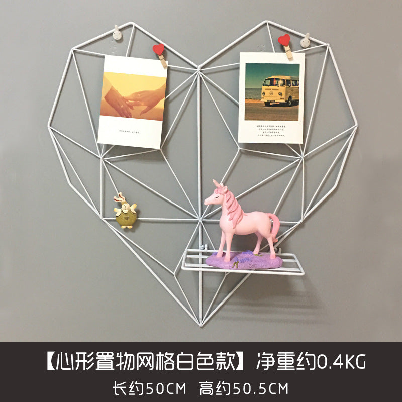 Creative Iron Heart Grid Photo Wall Decor with Clips