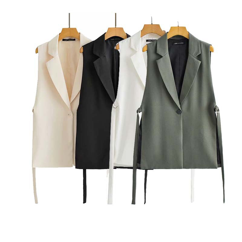 2022 Autumn New Solid Color Vest with Split Design