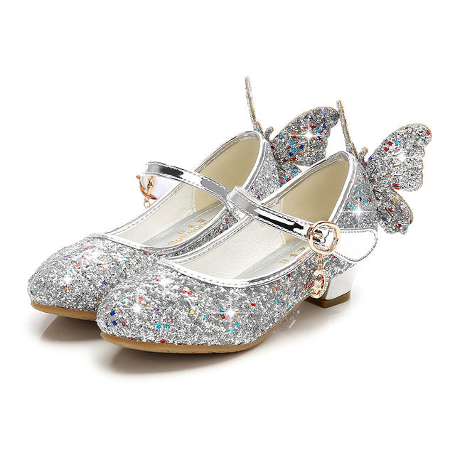 Princess Butterfly High Heel Dance Shoes for Girls