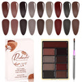 DUKASOU Solid Gel Nail Polish Set Autumn wind 9 Colors Gel Polish Manicure Palette Set Brown Tiny Solid Cream Nail Gel Polish for Salon DIY with Pro Nail Brush