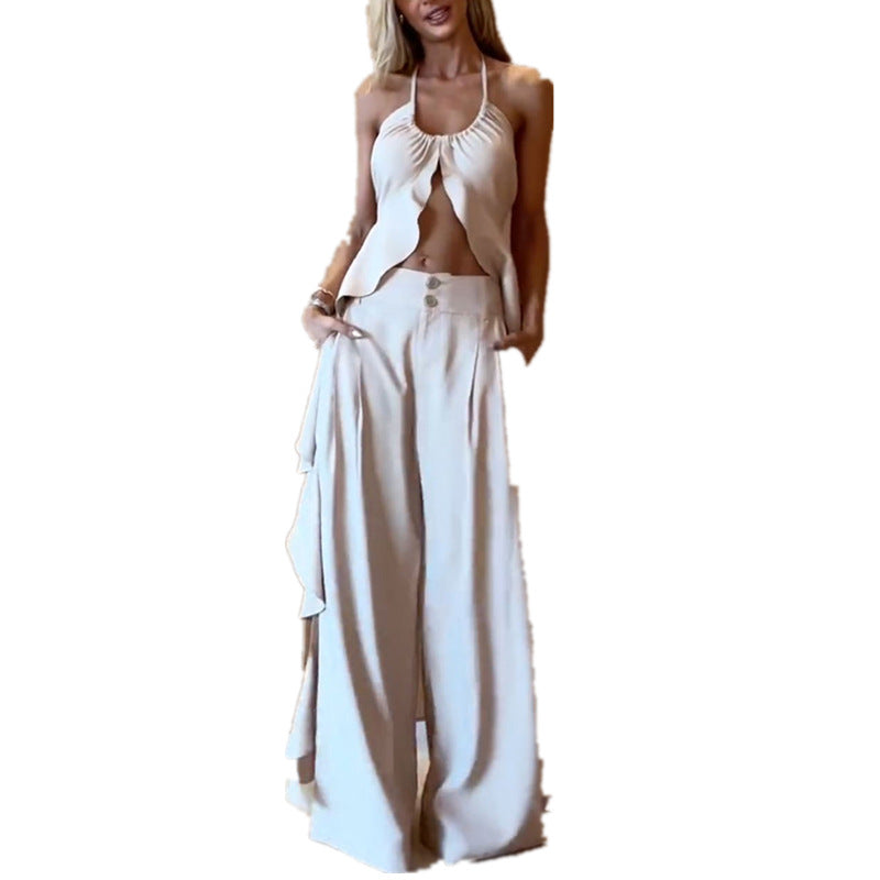 2024 Spring/Summer Cross-Border Backless Top & Pants Set