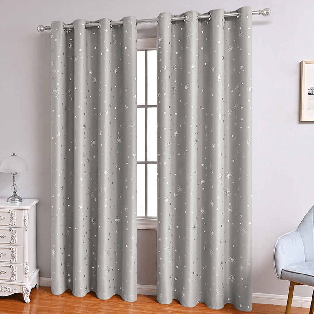 Modern Minimalist Single-Sided Silver Star Curtains