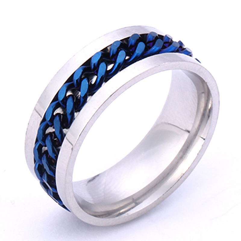 Bottle Opener Ring with Rotating Chain - Men's Titanium Steel